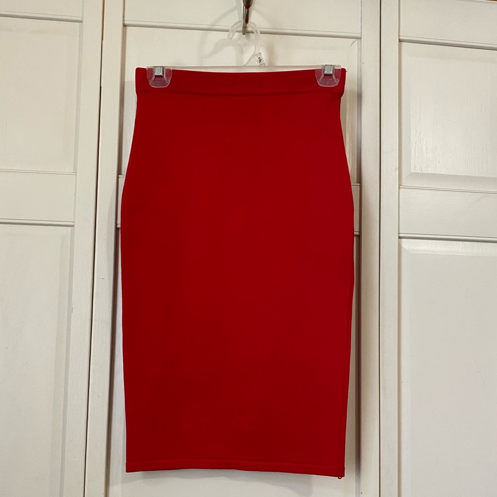 Red pencil skirt